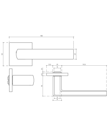 Conjunto Puxador de Porta e Fechadura WC Branca HOSTA - Requinte absoluto