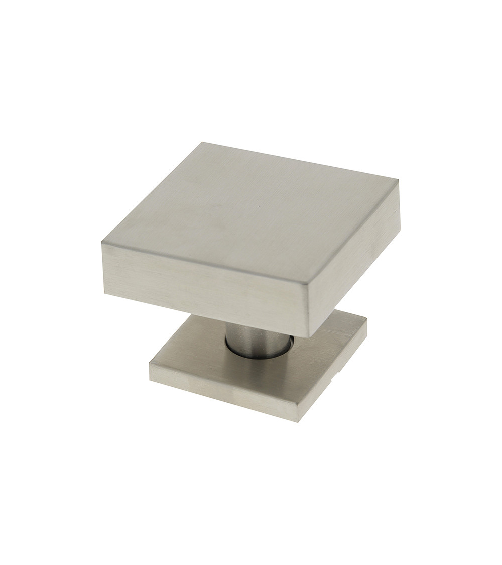 Botão de Porta Quadrado 70x70mm Centro em Inox com Escudo 52mm