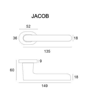 Puxador de porta JACOB com dimensões
