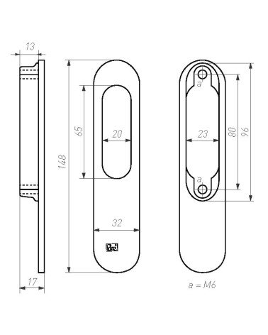 cópia de Puxadores de porta embutidos para porta de correr em bronze Dauby Pure