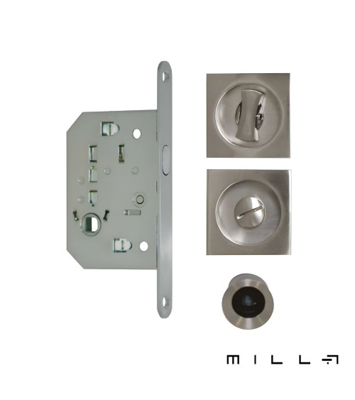 Kit para porta de correr com condenação em aço inoxidável puxador design
