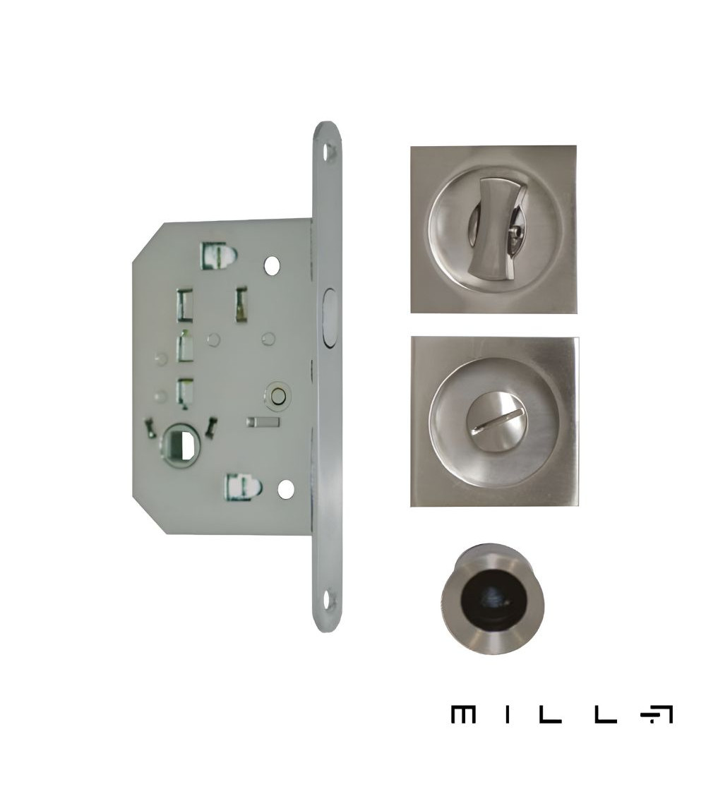 Kit para porta de correr com condenação em aço inoxidável puxador design