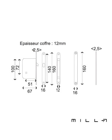 Kit para porta de correr com condenação em aço inoxidável com legendas