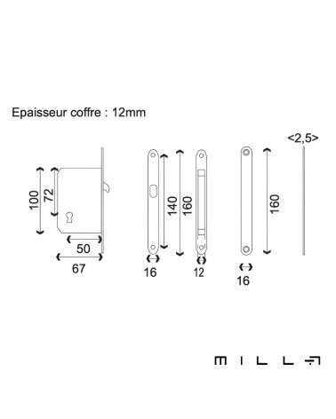 Kit para porta de correr com chave I dourado mate puxador design com legendas