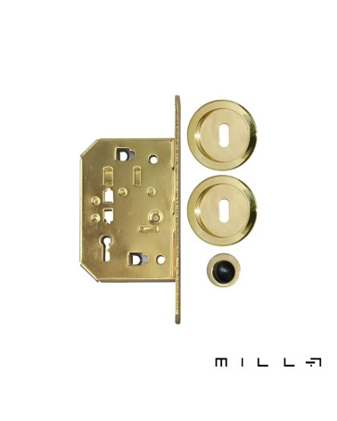 Kit para porta de correr com chave I dourado mate puxador design
