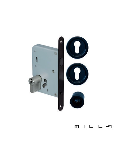 Kit para porta de correr com cilindro preto puxador design