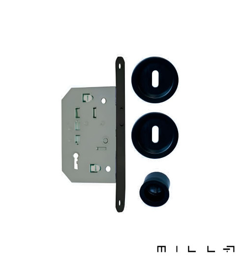 Kit para porta de correr com chave I preto puxador design