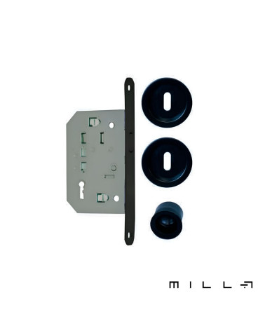 Kit para porta de correr com chave I preto puxador design