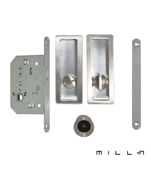 Kit puxador cuveta com bloqueio aço inoxidável ferragens design