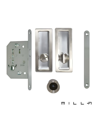 Kit puxador cuveta com bloqueio aço inoxidável ferragens design