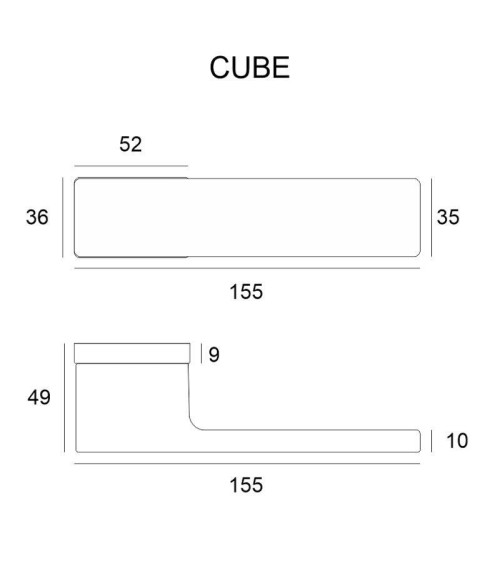 Puxador de porta em zamak Cube design