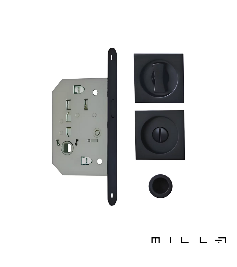 Kit para portas de correr com bloqueio preto ferragens design