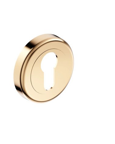 Roseta de porta chave i ouro polido CO R OB puxador design vista inclinada