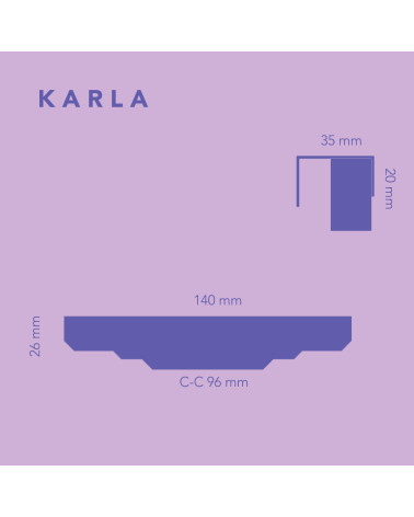 Puxador de móvel em latão escovado KARLA EDGE com dimensões