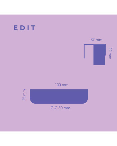 Puxador de móvel em latão envernizado EDIT Edge com dimensões