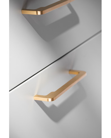 Puxador de móvel industrial ISA WAVE design vista de cima inclinada montado numa gaveta
