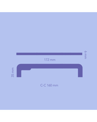Puxador de móvel industrial ISA WAVE com dimensões