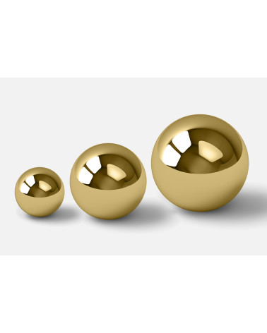 Botão de móvel dourado polido ODETE puxador design alinhados numa superfície branca com reflexos brilhantes