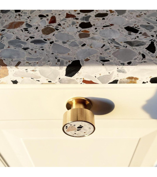 Botão de móvel em latão e Terrazzo puxador design