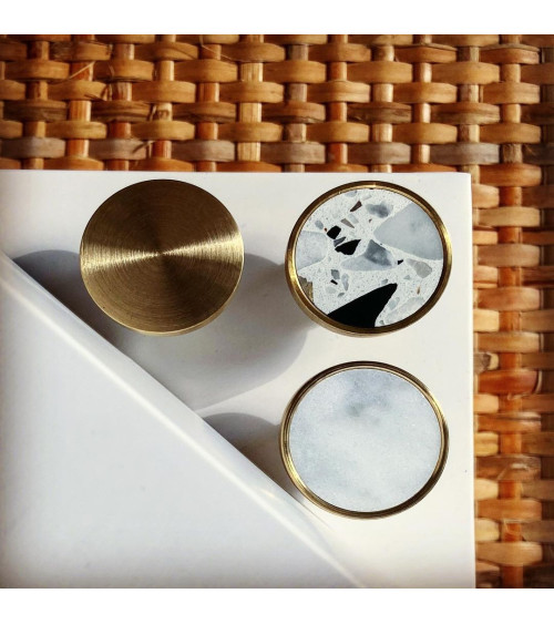 Botão de móvel em latão e Terrazzo puxador design