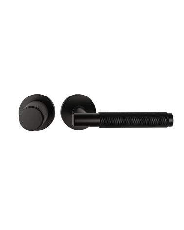 Duo assimétrico puxador e botão de porta texturado preto Time design de puxador alinhados horizontalmente