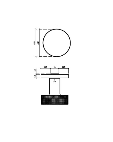 Botão de porta TUJA com dimensões