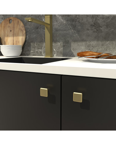 Puxador de móvel dourado mate NOX design fixado num móvel