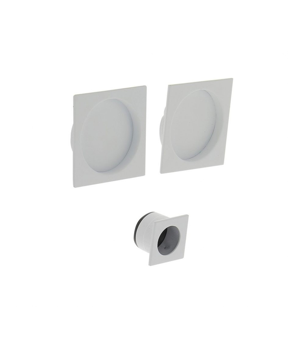 Puxador de concha branco embutido quadrado, para porta de correr, com puxador de dedo - design