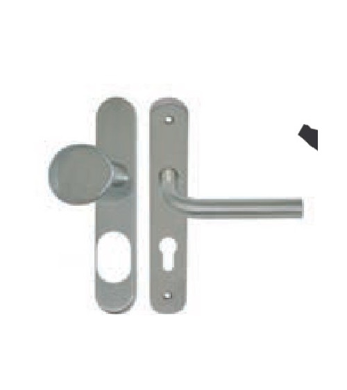 Puxador-botão em placa longa - Inox 304 seguro cilindro A2P