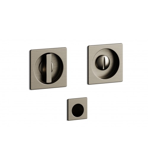 Puxador de porta em níquel acetinado encastrado com fechadura, para porta deslizante, MANDELLI 1108TN/S - puxador design