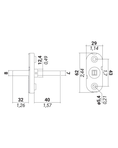 desenho técnico do adaptador de janela DK