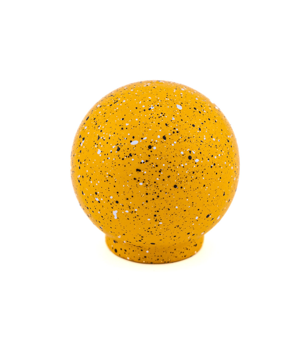 Botão de móvel em madeira de faia amarelo, preto e branco Misto