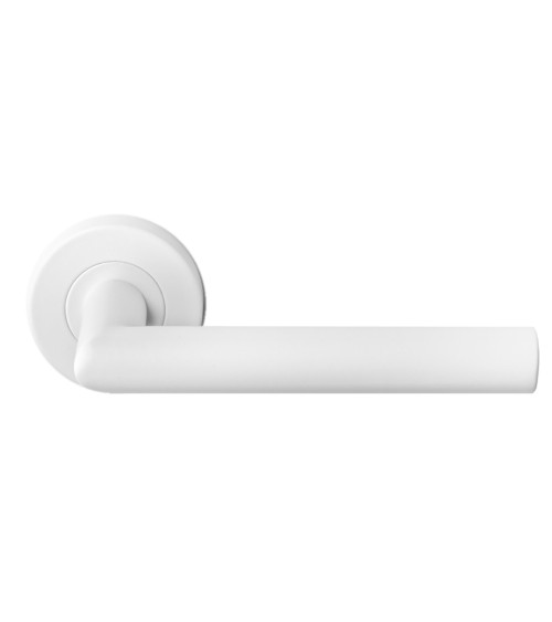 puxador de porta branco num escudo redondo