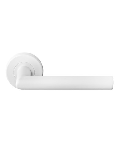 puxador de porta branco num escudo redondo