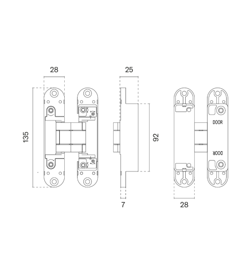 Dobradiça 3D de cor preta para uma porta invisível