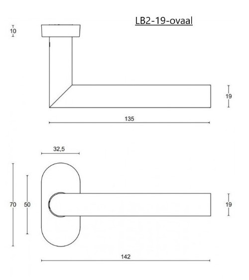 Puxadores de porta Formani Basics LBII-19MN em escudo oval cor preta