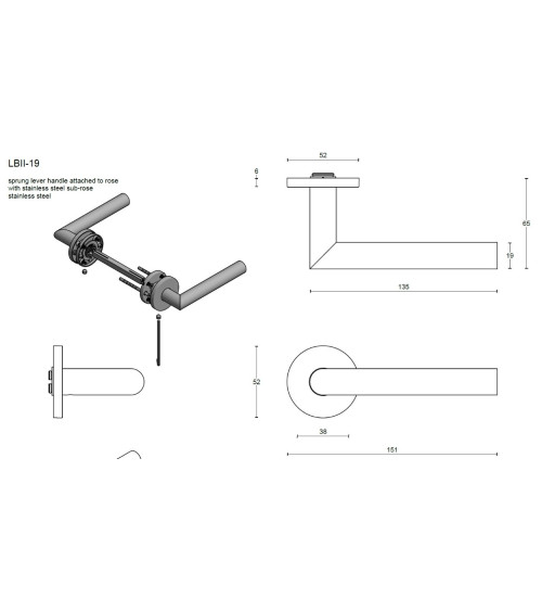 Puxadores de porta Formani Basics LBII-19 em escudo redondo cor bronze - puxador design