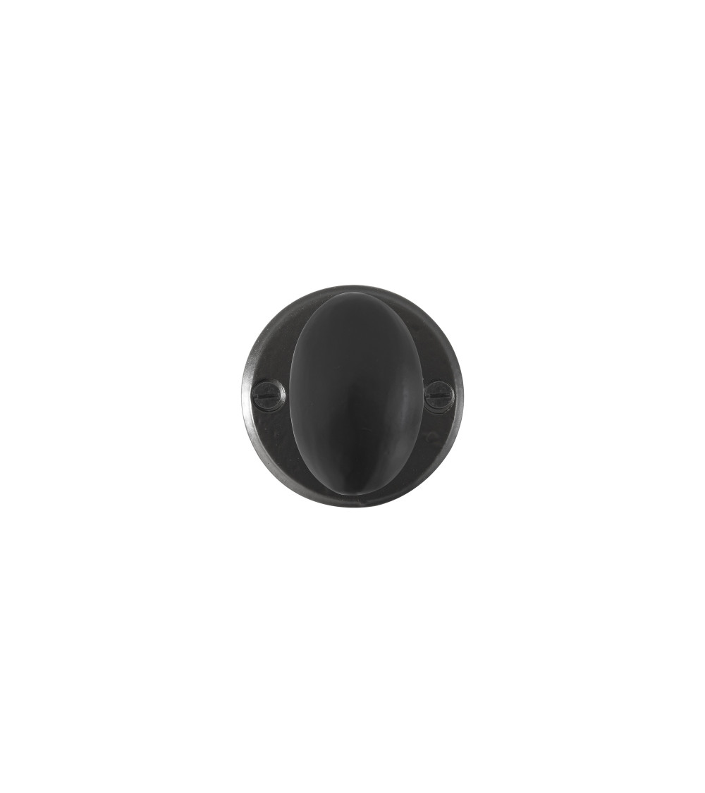 Botão de porta preto em ferro 1018 - placa redonda - puxador design