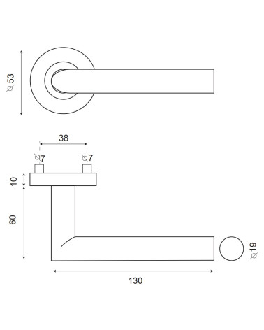 desenho técnico do puxador Altesse