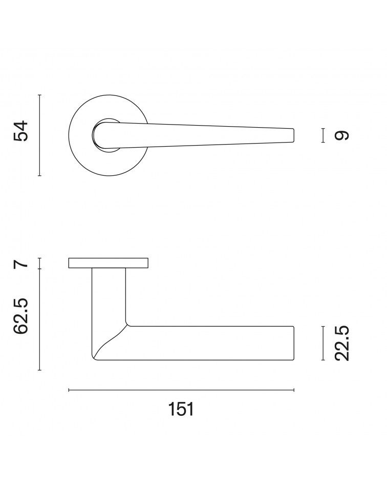 Puxador de porta SALTA com dimensões