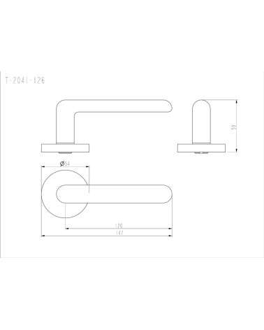 Maçaneta de porta NOX com dimensões