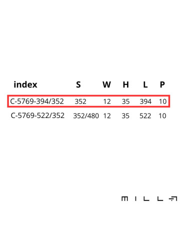 Puxador de móvel APRO-1 com dimensões