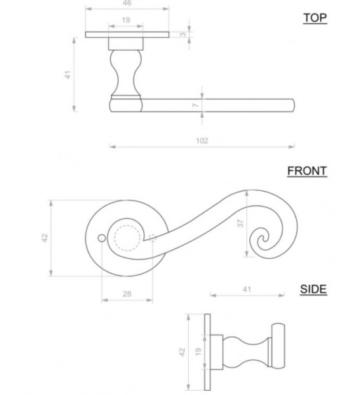 Maçaneta de porta preta em ferro 271 - maçaneta de design