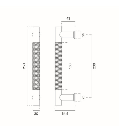 Puxador simples texturado para porta 1770 acabamento antracite design