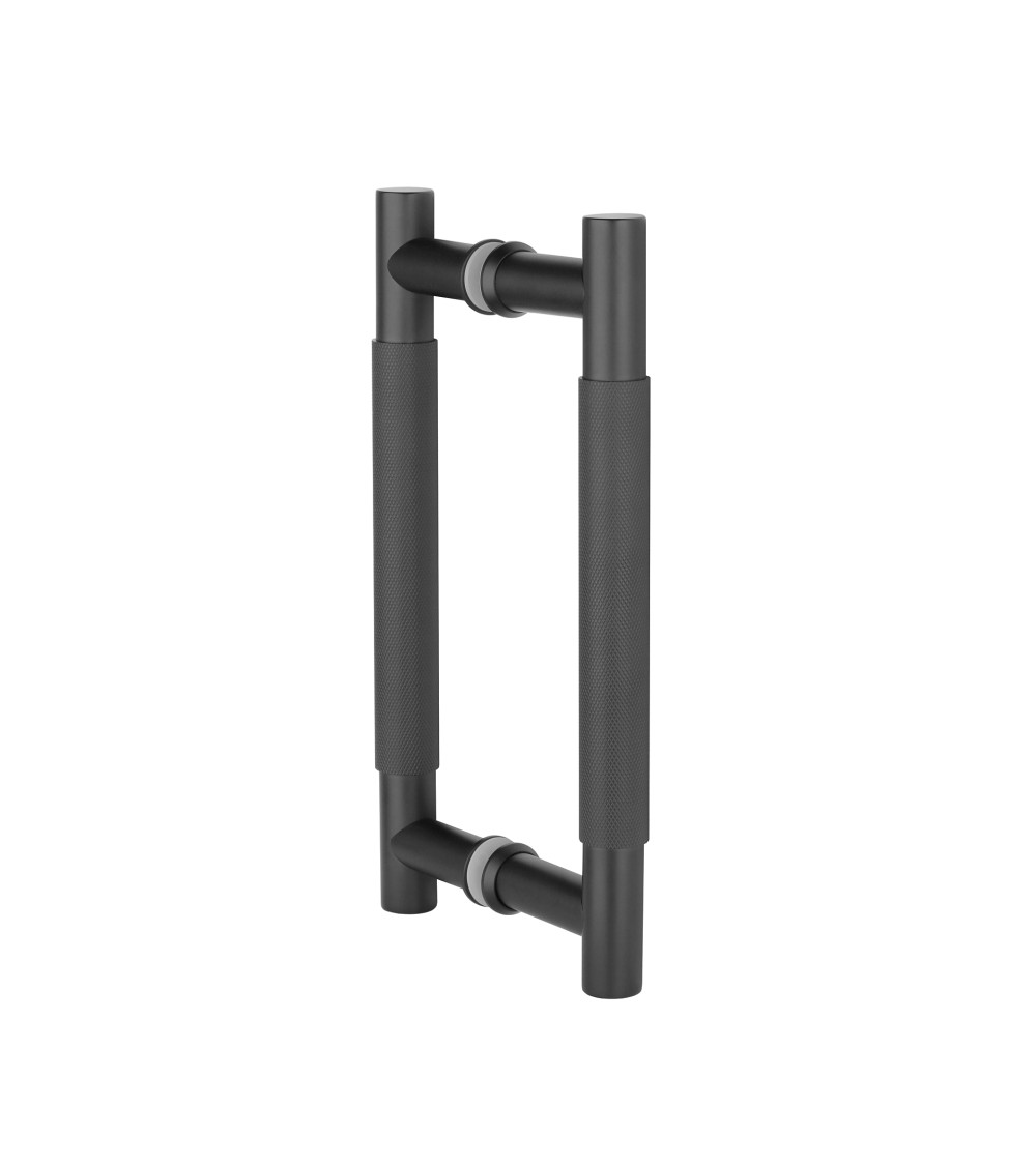 Puxador duplo texturado para porta 1770 acabamento preto mate puxador design