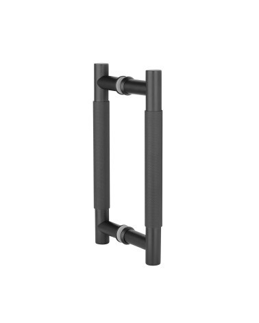 Puxador duplo texturado para porta 1770 acabamento preto mate puxador design