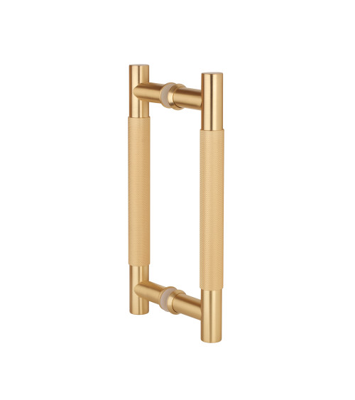 Puxador duplo texturado para porta 1770 acabamento dourado mate puxador design