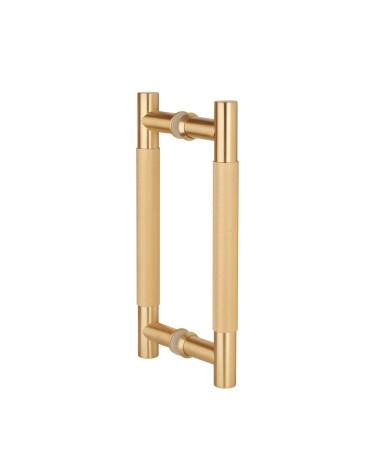 Puxador duplo texturado para porta 1770 acabamento dourado mate puxador design