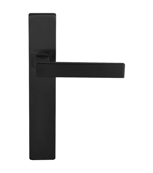Puxador de porta preto em placa rectangular com fixações invisíveis, entraxo 70 - modelo Majestea