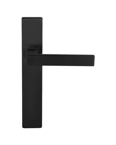Puxador de porta preto em placa rectangular com fixações invisíveis, entraxo 70 - modelo Majestea